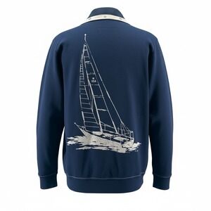 Alfred Dunner Full-Zip Women's Jacket 12 Blue Nautical Sailboat‎ America's Cup